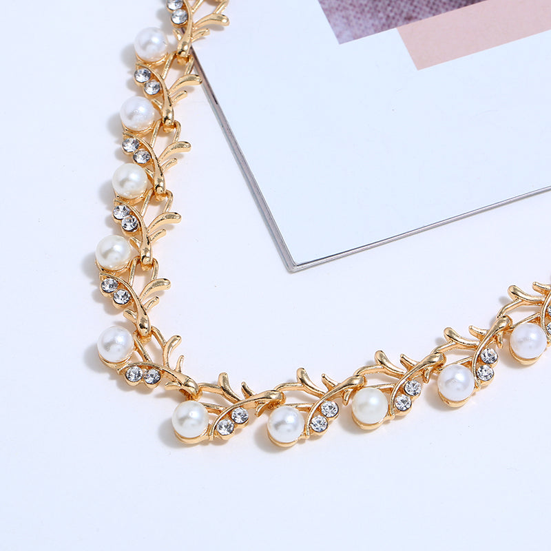 Jewelry set pearl gold-plated silver necklace