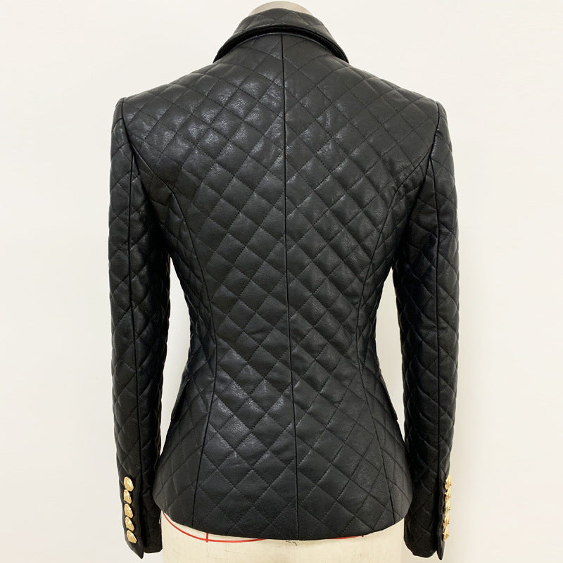 Slim-fit quilted leather blazer - Jacket
