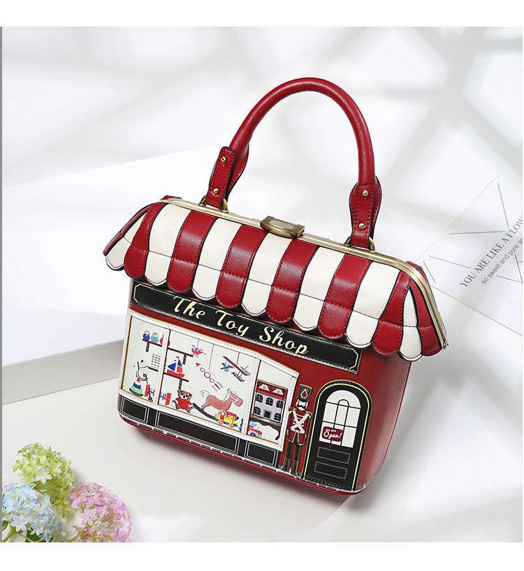 Printed small house handbag