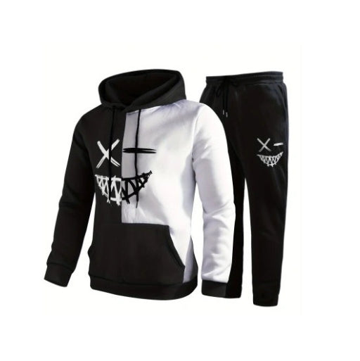 New Sports And Leisure Classic Plaid Hooded Long Sleeve Sweater Suit 2-piece Set