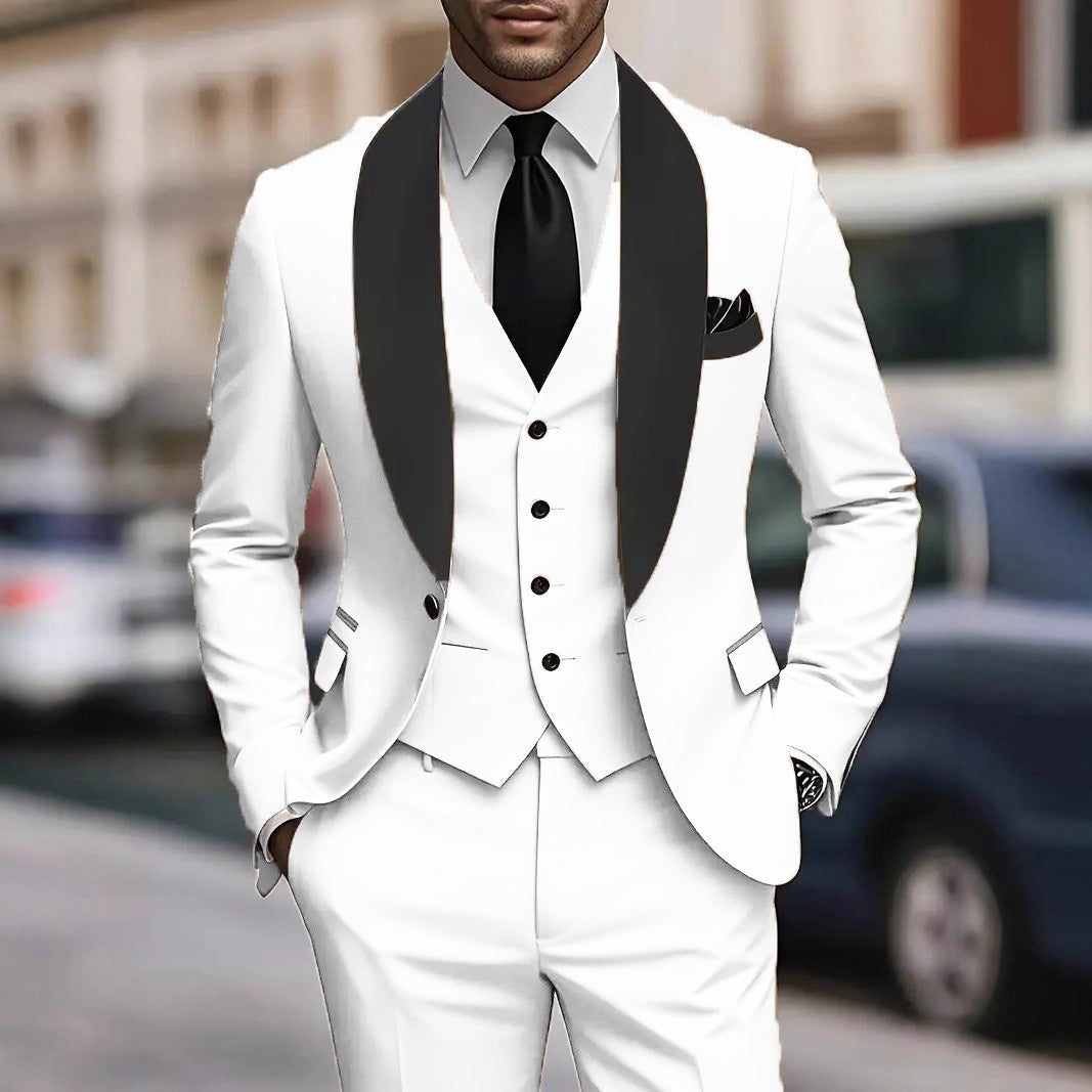 Men Business-Casual Three-Piece Suit Slim Fit