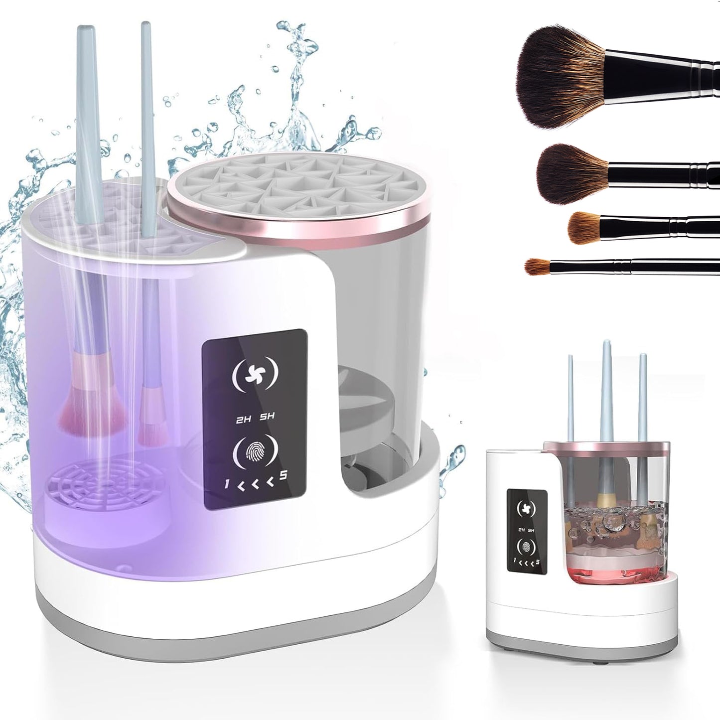 Automatic rechargeable makeup brush cleaner for quick, effortless cleaning.