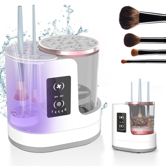 Automatic rechargeable makeup brush cleaner for quick, effortless cleaning.