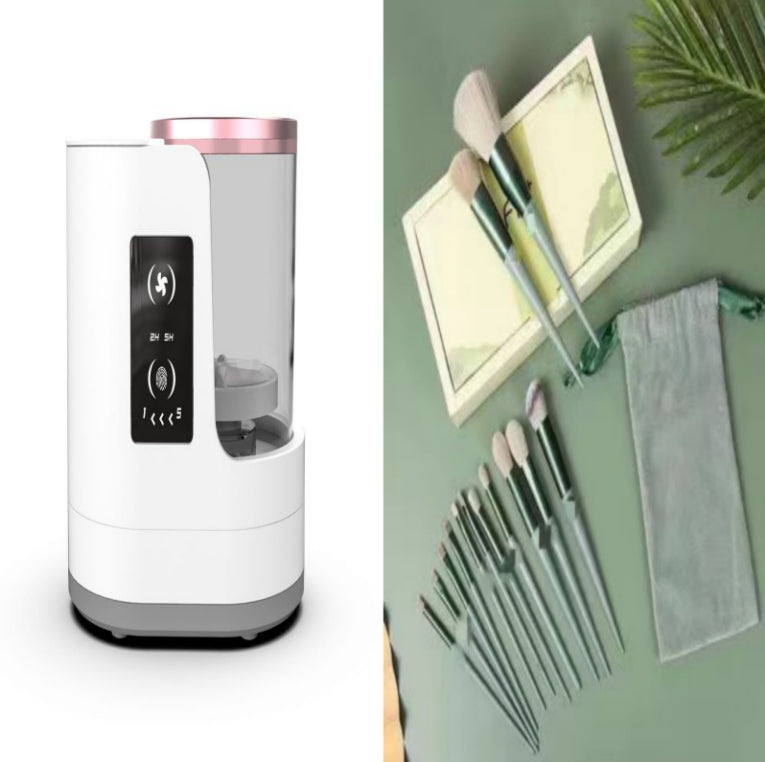 Automatic rechargeable makeup brush cleaner for quick, effortless cleaning.