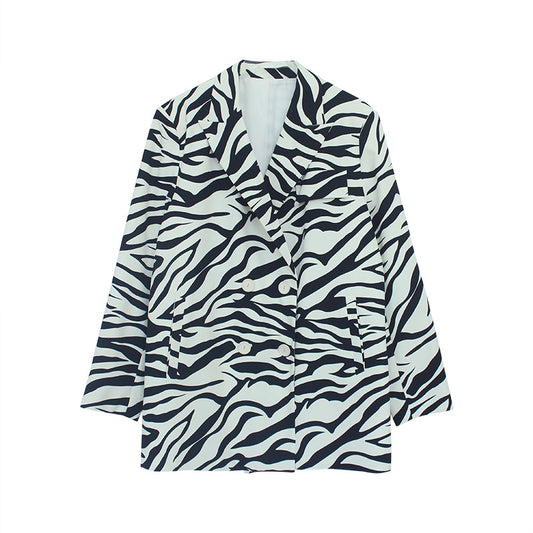 French Slim Zebra Pattern Casual Small Suit Women