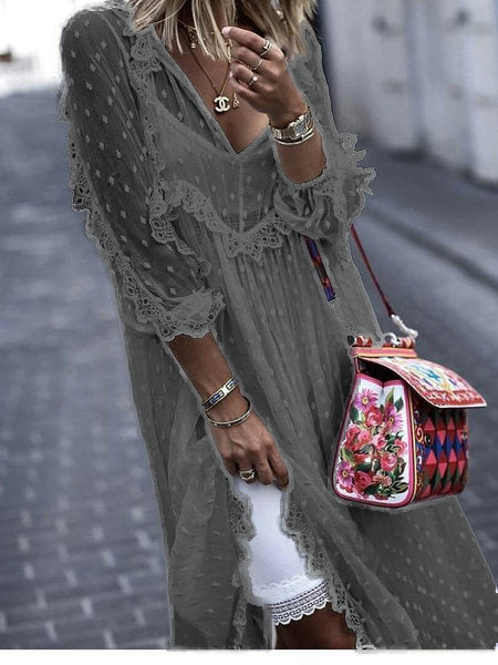 Polka Dot Jacquard Blouse Long Skirt