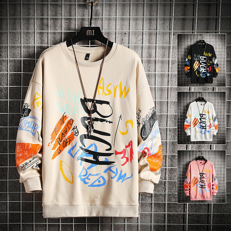 Graffiti hand-painted loose men's sweater