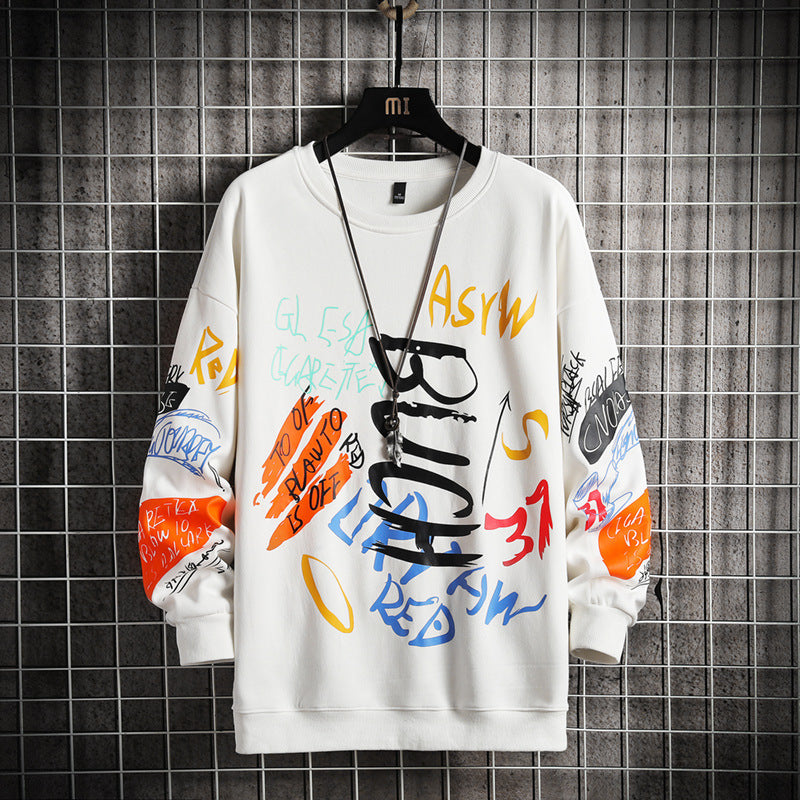 Graffiti hand-painted loose men's sweater