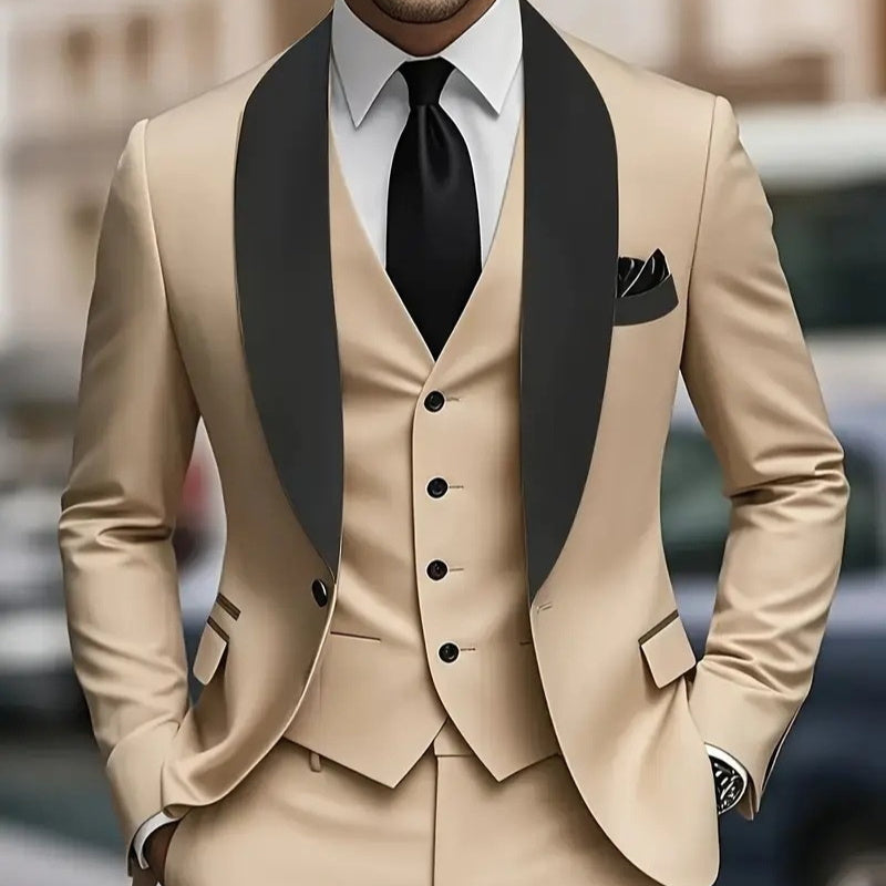 Men Business-Casual Three-Piece Suit Slim Fit