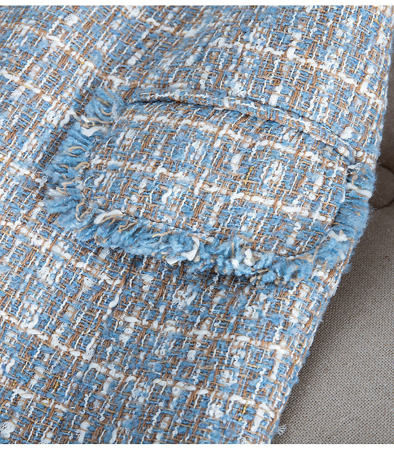 Socialite Style Plaid Tweed Woolen Coat