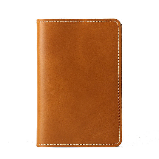 Genuine Leather Passport Holder Vertical Cowhide Handmade