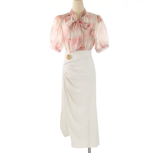 Elegant Irregular Slit Suit Skirt Women