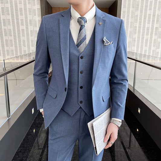 Men's Three-piece Business Suit Jacket Vest Trousers