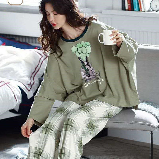 Long Sleeves Can Be Worn Outside At Home Women's Pajamas Suit