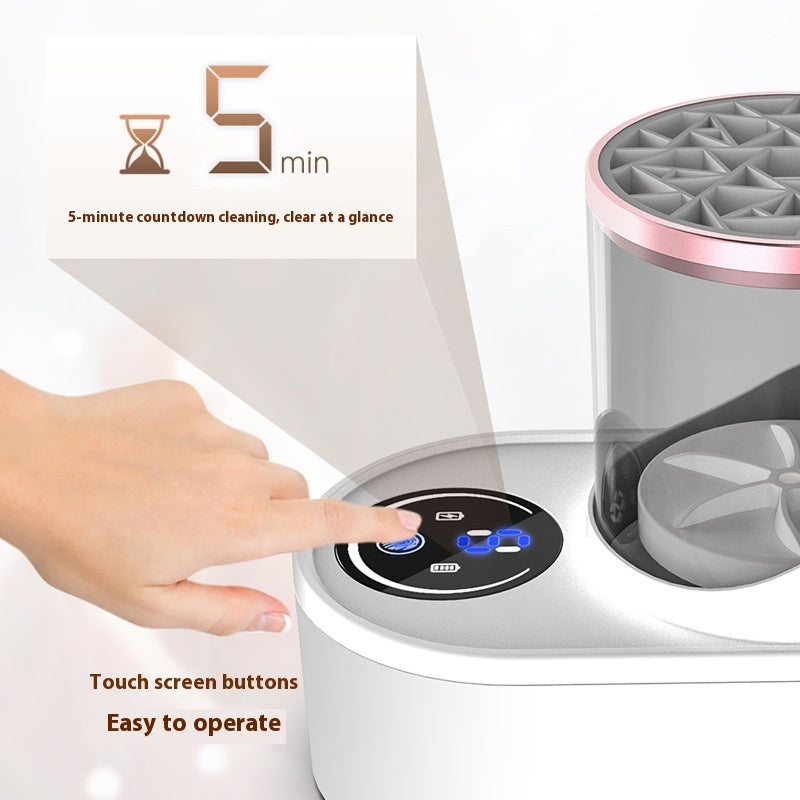 Automatic rechargeable makeup brush cleaner for quick, effortless cleaning.