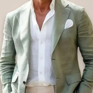 Men's Loose Solid Color Double Button Suit Jacket