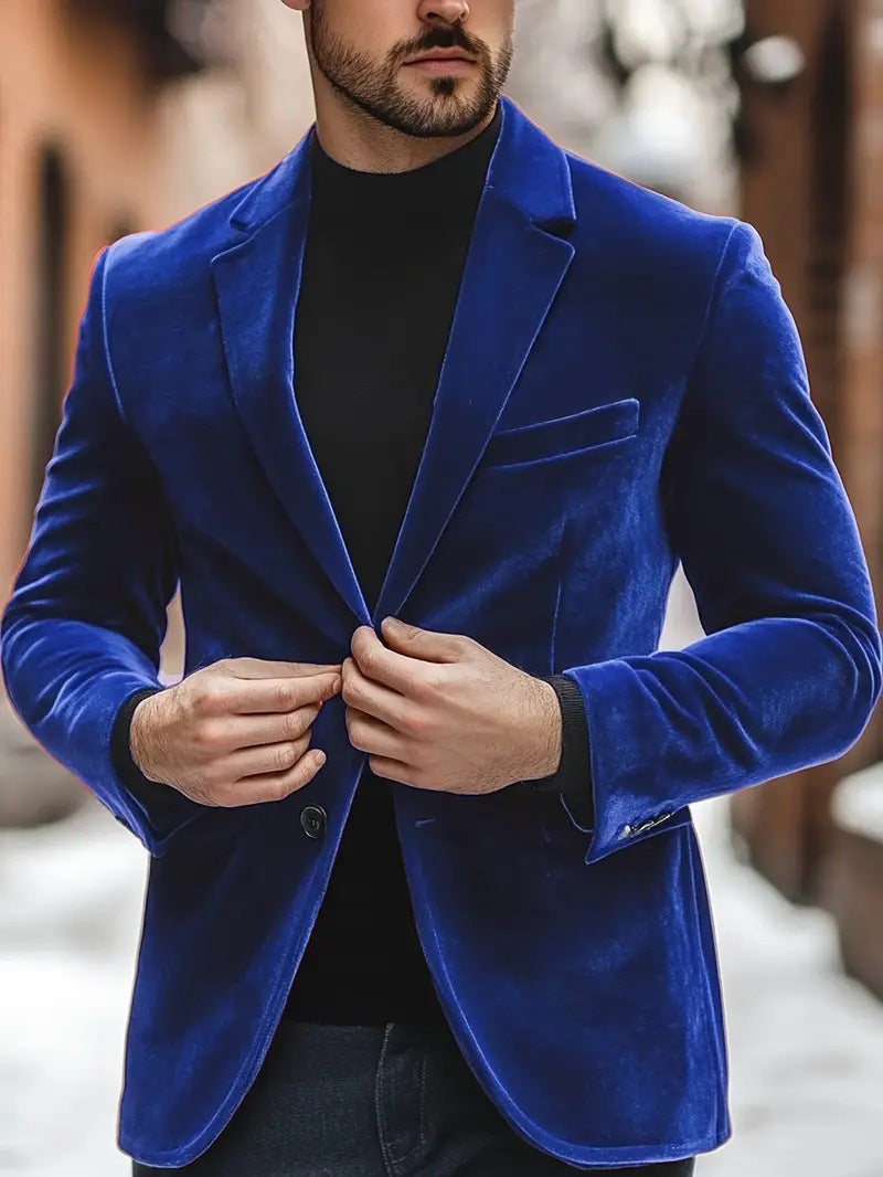 Velvet Blazer For Men Slim-fit Wedding Suit