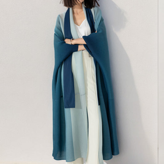 Pleated Trench Coat For Arabian Women Autumn New Gradient Color Loose