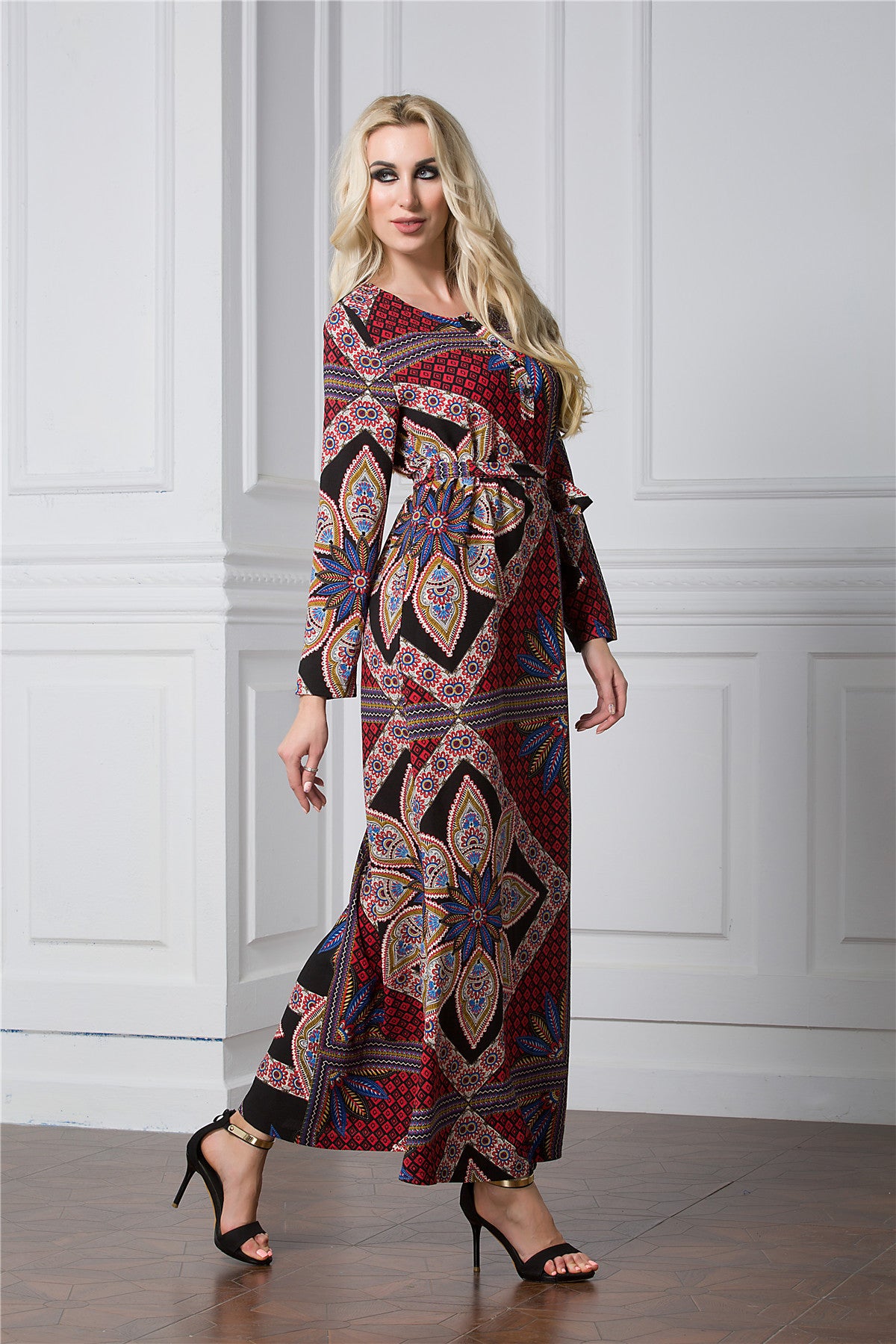 Fashion Long Dress Loose Plus Size Vintage Colorful Abaya