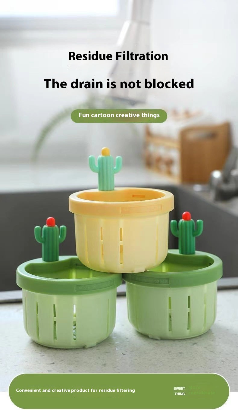 Cactus-style sink strainer with press-to-drain design for easy waste removal.