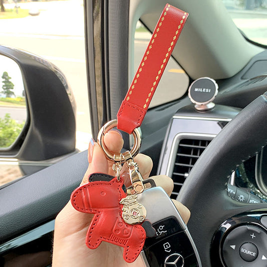 Genuine Leather High-end Keychain Immediately Rich Cowhide Vehicle-use Key Chain