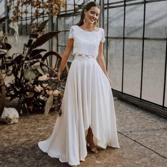 Light Wedding Dress For Destination Photos Lace And Satin Bridesmaid Style