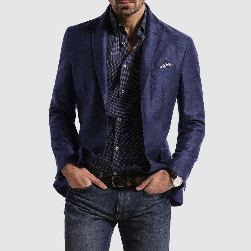 Men's Loose Solid Color Double Button Suit Jacket