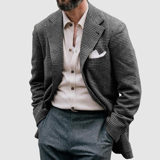 Men's Loose Solid Color Double Button Suit Jacket