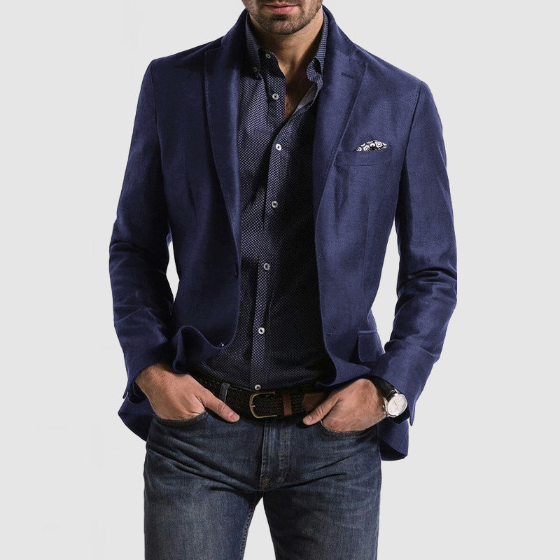 Men's Loose Solid Color Double Button Suit Jacket