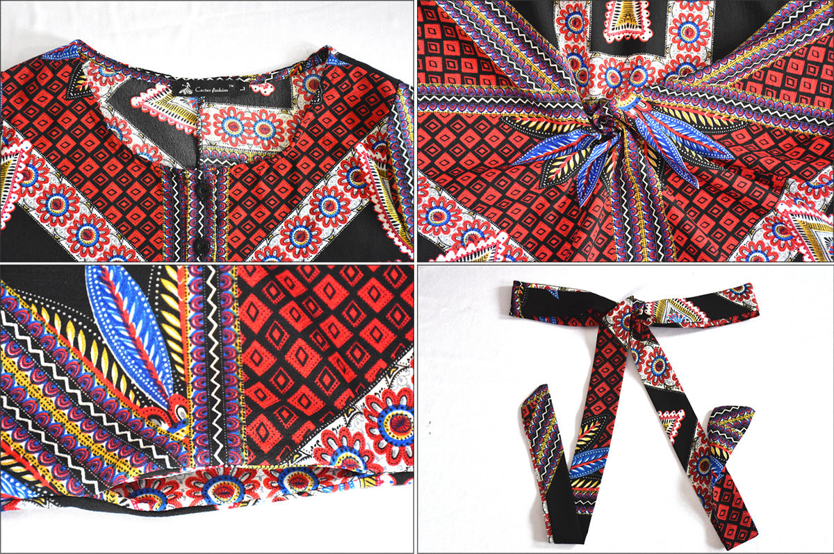 Fashion Long Dress Loose Plus Size Vintage Colorful Abaya