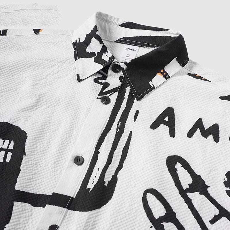 Hand-painted Graffiti Digital Printing Shirt Autumn And Winter New