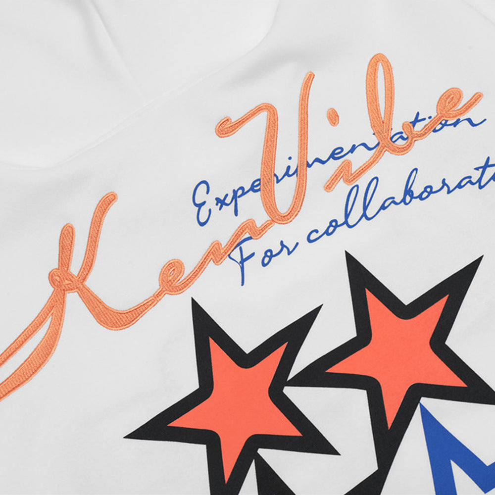 Men's Design Embroidery Niche Loose Fleece-lined Hoodie Shirt