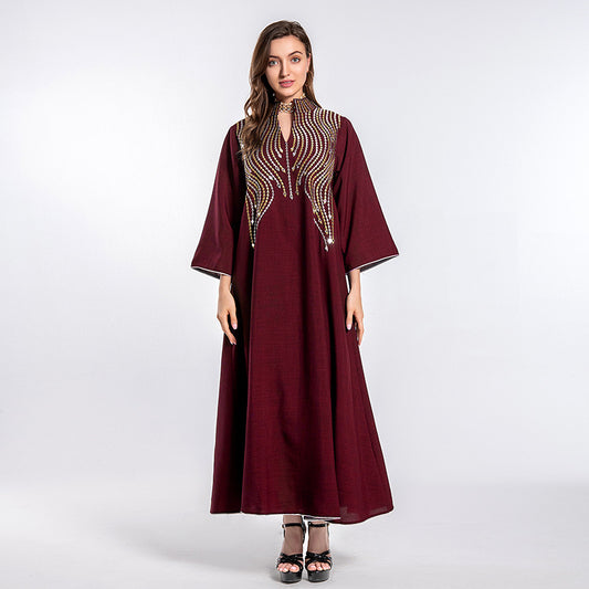 Women's Temperament Fashion Embroidery Evening Middle Eastern Dress