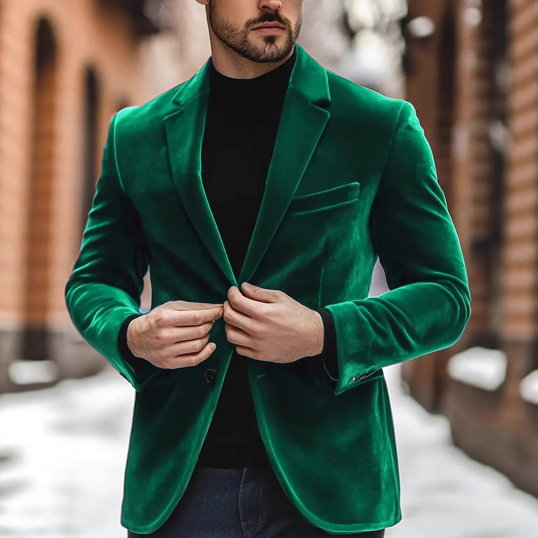 Velvet Blazer For Men Slim-fit Wedding Suit