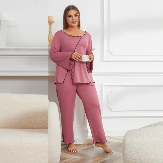 Striped Split Long Sleeve Homewear Suit