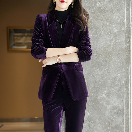 Women's High-end Gold Velvet Suit Jacket