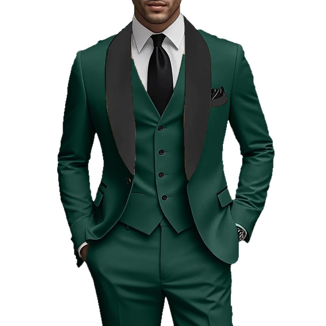 Men Business-Casual Three-Piece Suit Slim Fit