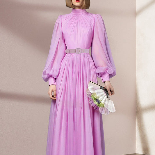Muslim Women's High-end Purple Pink Dress