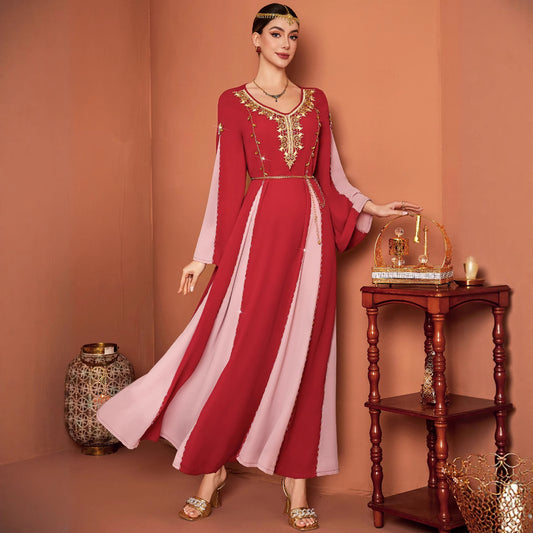 Labo Style Contrast Color Middle East Modern ABAYA Dress